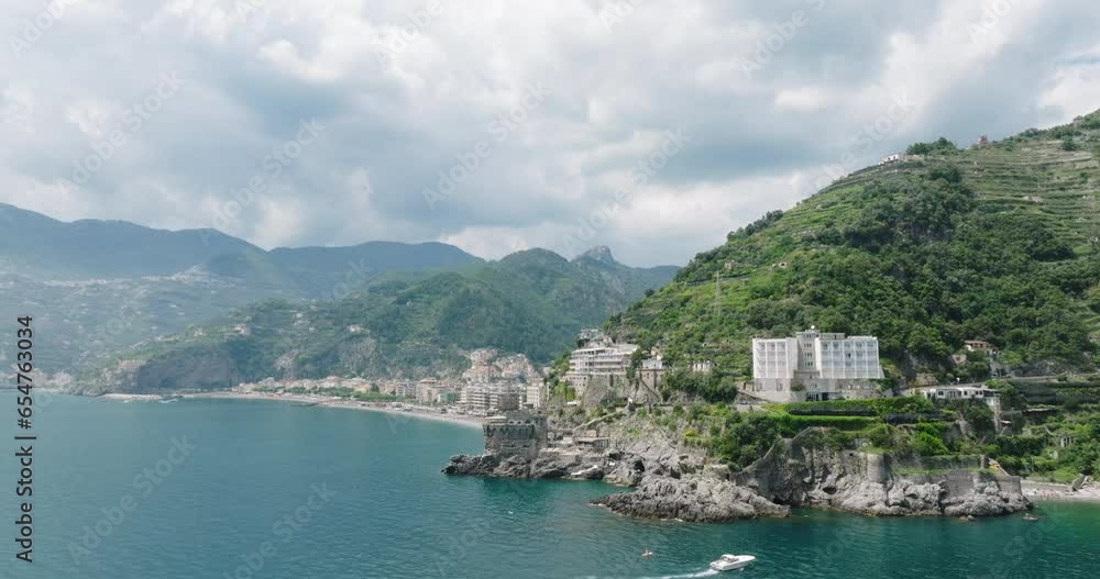 Aerial view of the Amalfi Coast with Maiori, Italy Aerial view of the Amalfi Coast with Maiori, Italy