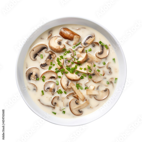 Delicious cream Bowl of mushroom soup isolated on transparent background Remove png, Clipping Path