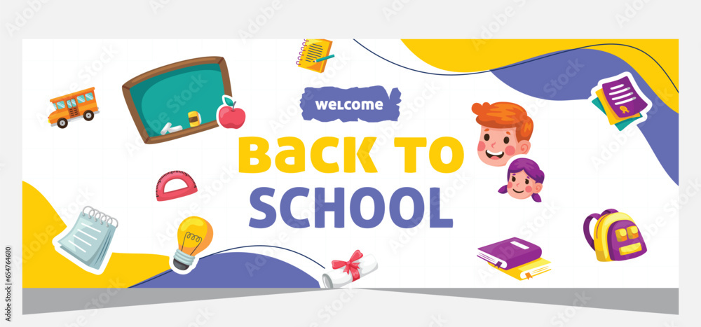 Fototapeta premium Modern banner template back to school