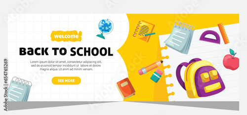 Flat design minimal back to school banner template