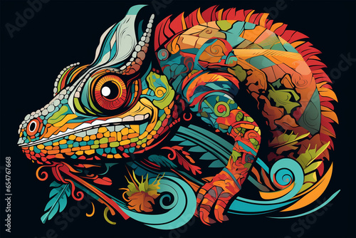 Japanese style design vector, vector design of a chameleon © imur