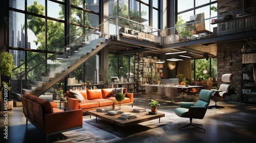 Modern office interior in loft, industrial style. © ND STOCK