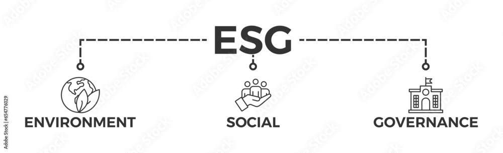 ESG banner web icon vector illustration for Environment Social Governance of corporate sustainability performance for investment screening ESG banner web icon vector illustration for Environment Social Governance of corporate sustainability performance for investment screening