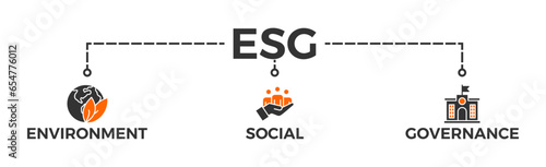ESG banner web icon vector illustration for Environment Social Governance of corporate sustainability performance for investment screening