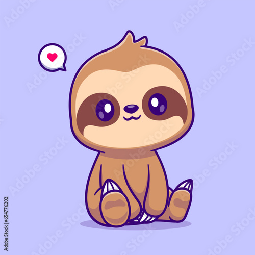 Cute Sloth Sitting Cartoon Vector Icon Illustration. Animal
Nature Icon Concept Isolated Premium Vector. Flat Cartoon
Style