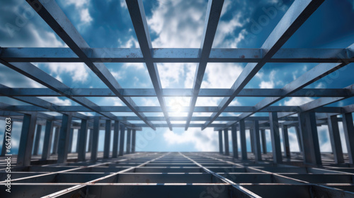 Building metal structure on blue sky view