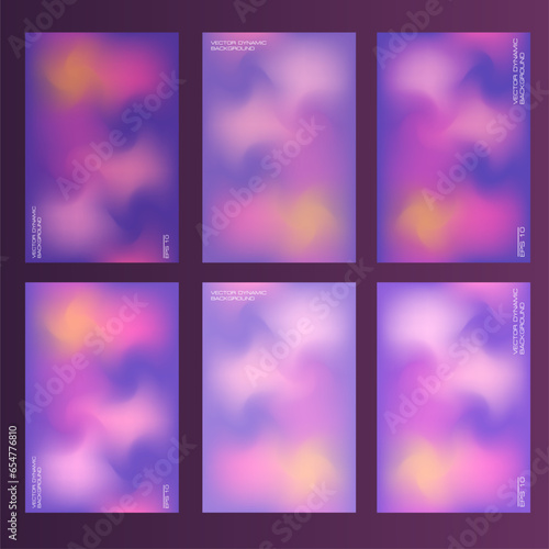 Purple fluid texture background collection. Abstract mixed colors of ultraviolet including deep violet, blue, and light purple and pink shades. Great to use for presentations, social media, web banner