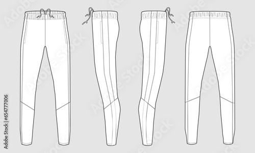 Vector sweatpants technical drawing fashion flat sketch vector illustration template