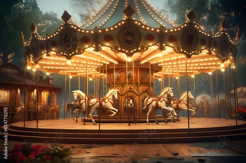 A charming vintage carousel, a timeless ride of nostalgia.