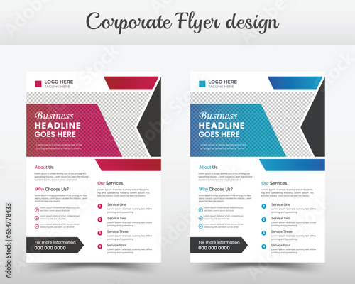 modern flyer template design set red and blue color for creative professional business.