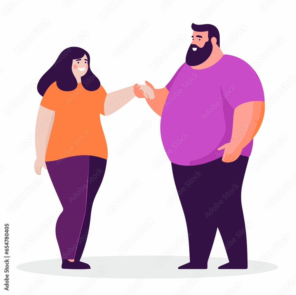 A full man and a girl holding hands, couple dancing A full man and a girl holding hands, couple dancing