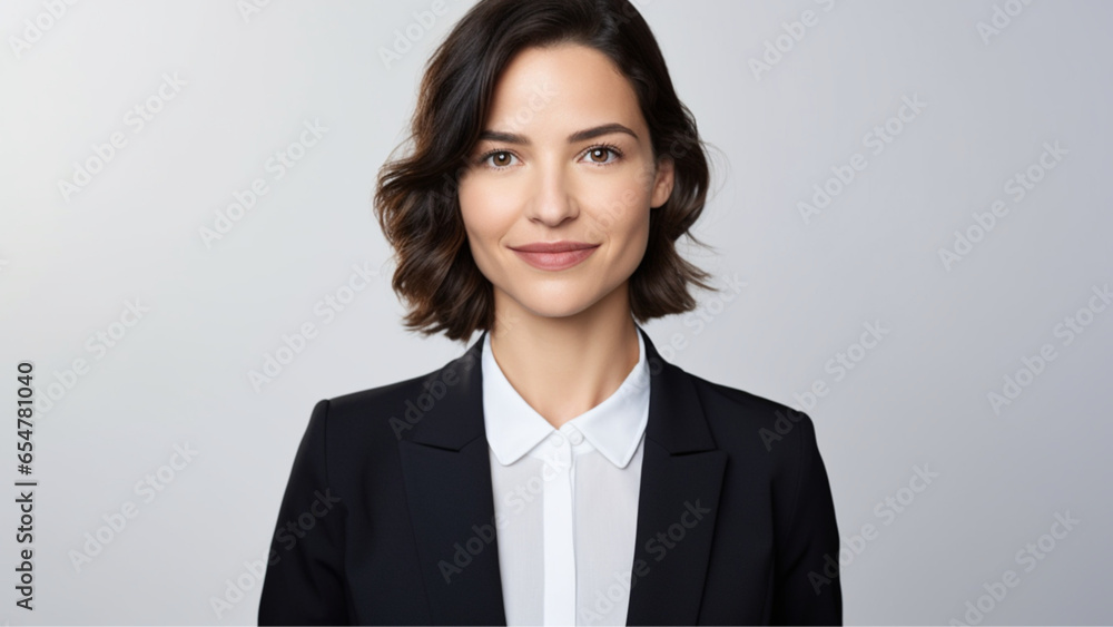 portrait of a 30 year old businesswoman looking forward with an optimistic expression, clean skin, without wrinkles, wearing formal work clothes, with a clipboard in her hand, white background portrait of a 30 year old businesswoman looking forward with an optimistic expression, clean skin, without wrinkles, wearing formal work clothes, with a clipboard in her hand, white background