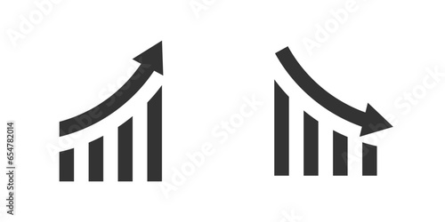 Growth, decline icon. Financial arrows up and down. Vector illustration