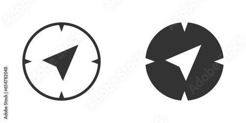 Compass and direction of travel icon. Vector illustration