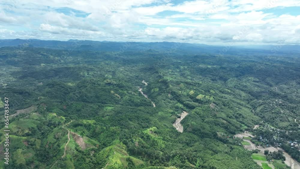 Aerial view of a beautiful mountain landscape with low clouds, Bandarban, Bangladesh. 4k high quality Aerial view of a beautiful mountain landscape with low clouds, Bandarban, Bangladesh. 4k high quality