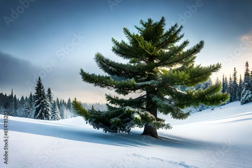 christmas tree in snow © Humaira