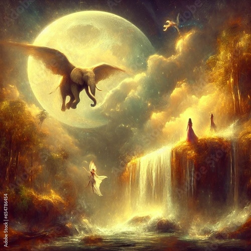 landscape with moon and stars
