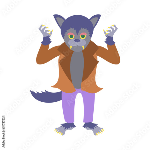 狼男。フラットなベクターイラスト。
Wolf man. Flat designed vector illustration.