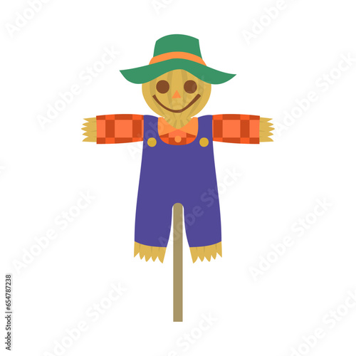 カカシ。フラットなベクターイラスト。
Scarecrow. Flat designed vector illustration.