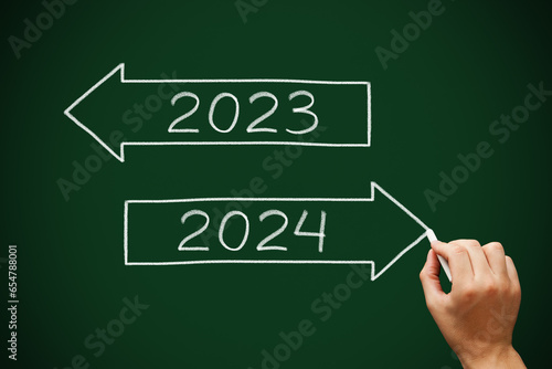 Happy New Year 2024 Goodbye 2023 Arrows Concept