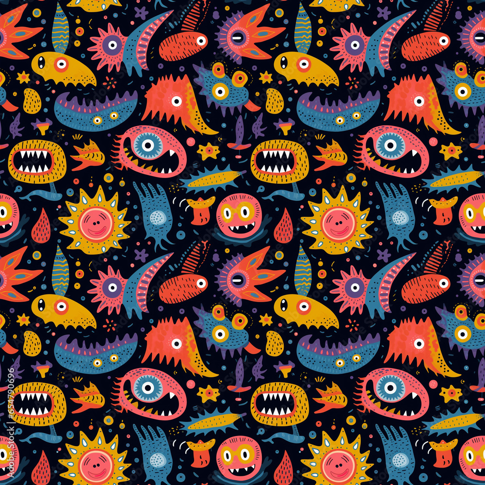 Fototapeta premium Endless seamless pattern, background texture, children playroom, cartoon