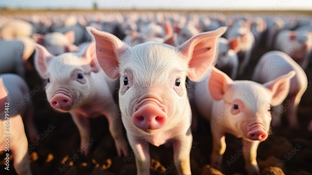 Many piglets at the farm. Many piglets at the farm.