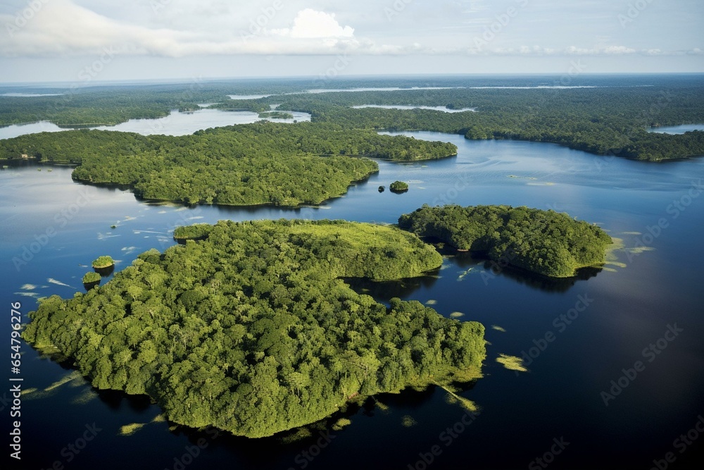 An awe-inspiring Brazilian rainforest with winding rivers and abundant biodiversity. Generative AI