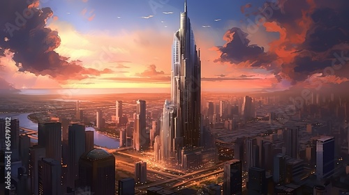 Fantasy art of the skyscrapper photo