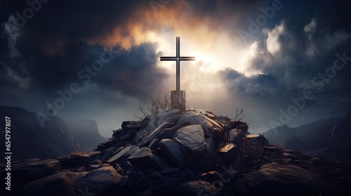 Fotografia holy cross symbolizing the death and resurrection of Jesus Christ The sky over G