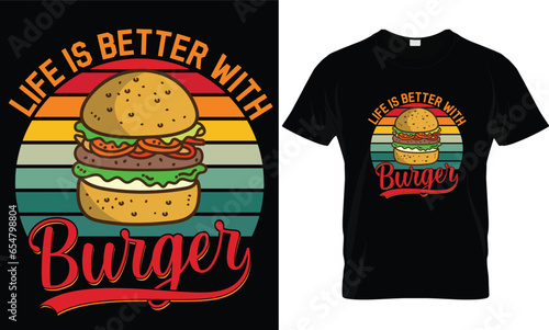 Burger t-shirt design vector graphic.