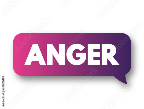 Anger - intense emotional state involving a strong uncomfortable and non-cooperative response, text concept background