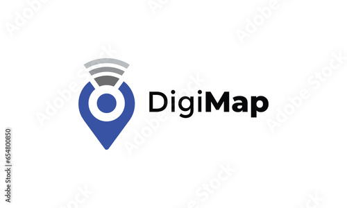 Digital map locator logo simplicity design style