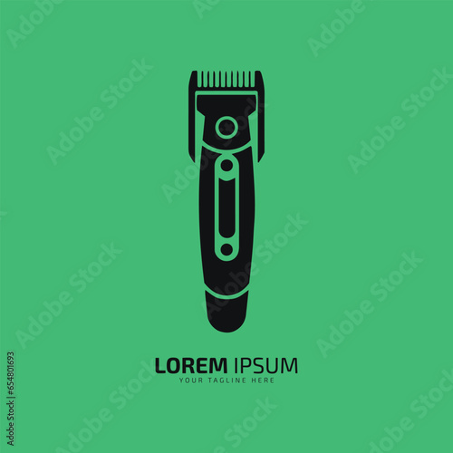 electric hair clippers turned vector isolated. Hairdressing shaving machine or equipment for barber shop logo or emblem in retro style.