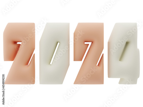 3D Typography of the New Year 2024, Inflate 3D Number Design photo