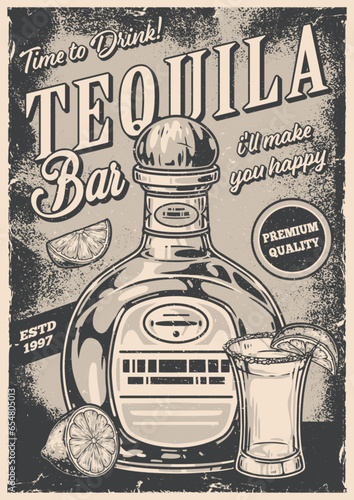 Tequila drink monochrome vintage sticker