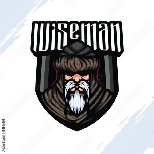 Logo Mascot of a Wise Old Man with a Graying Beard and Mustache