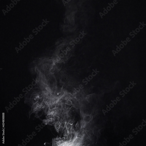 Smoke, black background and steam, fog or gas on mockup space wallpaper. Cloud, smog and magic effect on dark backdrop of incense with abstract texture, pollution pattern and mist vapor moving in air