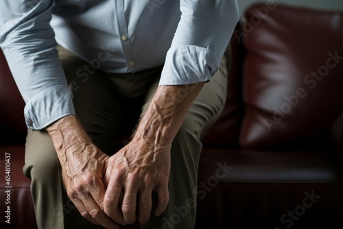 Knee discomfort plagues an old man  marking the passage of time