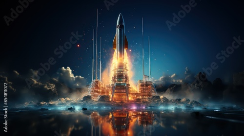 rocket flying in the sky © Zain Graphics