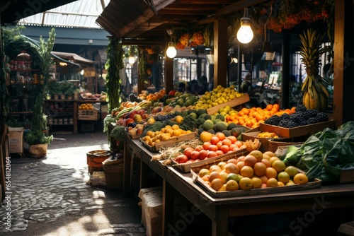 Under a roof, the local market dazzles with fresh produce