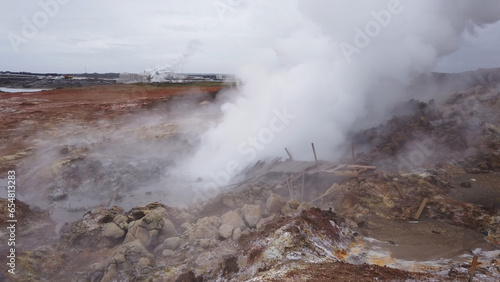 The Gunnuhver Geothermal Area. Gunnuhver is a highly active geothermal area of mud pools and steam vents on the southwest part of the Reykjanes Peninsula.