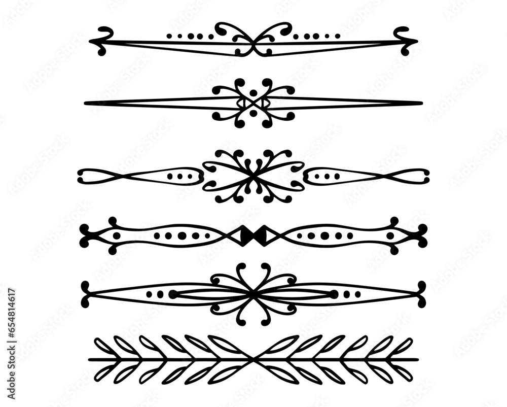 Set hand drawn ornament divider collection