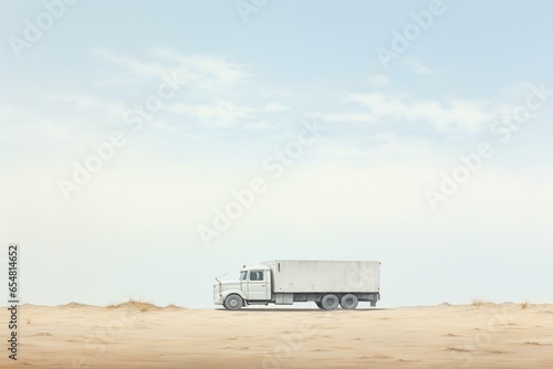A white truck on a plain background. Generative AI