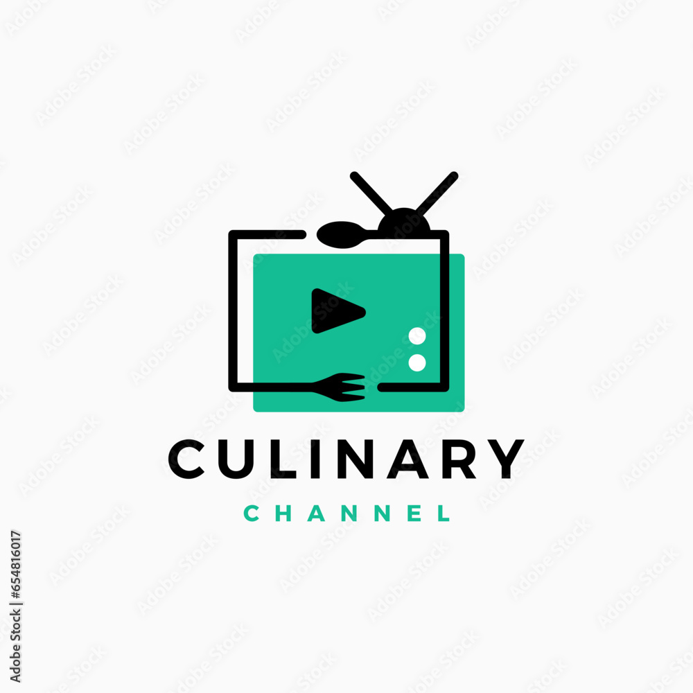 spoon fork food channel television tv culinary review logo vector icon illustration spoon fork food channel television tv culinary review logo vector icon illustration