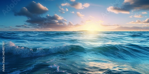 Beautiful Ocean Waves View with Blue Sky