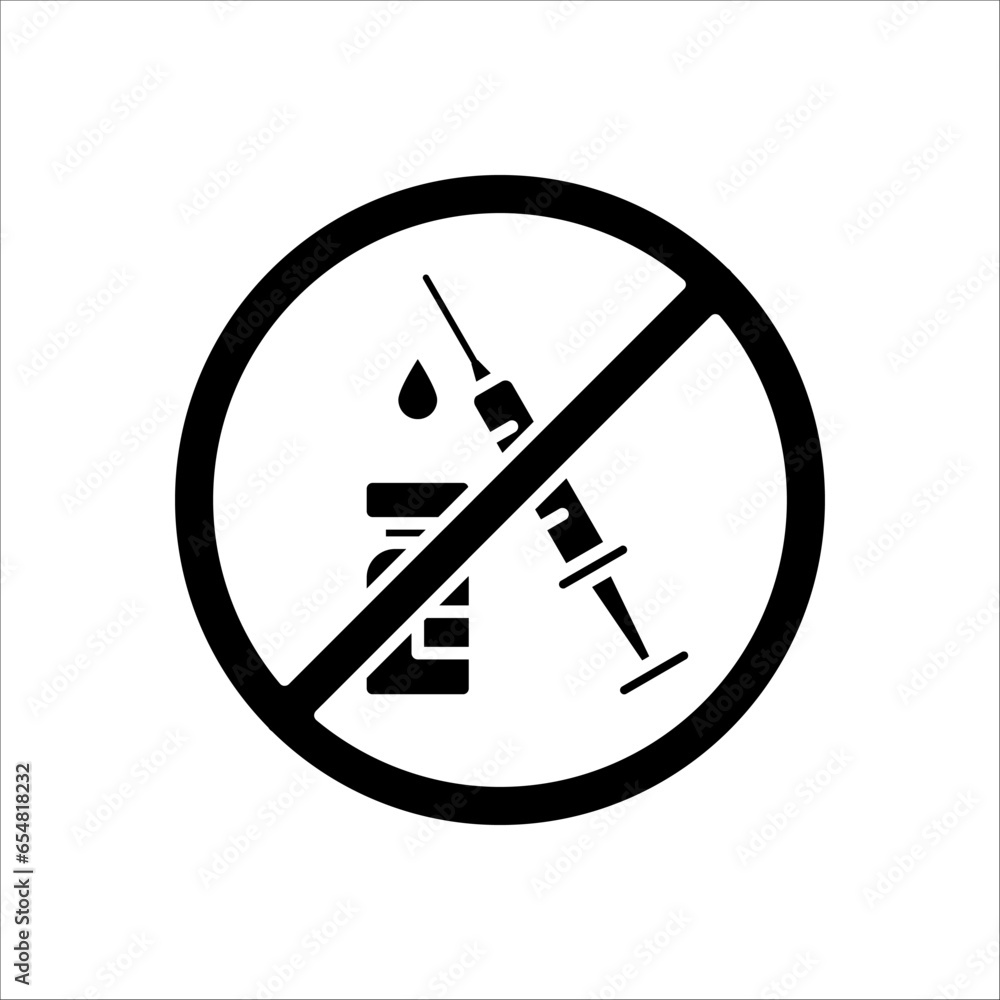 Drugs icon in prohibition circle. Anti drugs. Just say no. Isolated vector illustration on white background. Drugs icon in prohibition circle. Anti drugs. Just say no. Isolated vector illustration on white background.