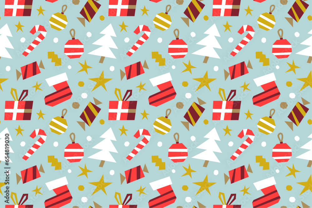 Vector Christmas pattern in cut-paper style Vector Christmas pattern in cut-paper style