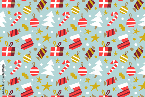 Vector Christmas pattern in cut-paper style