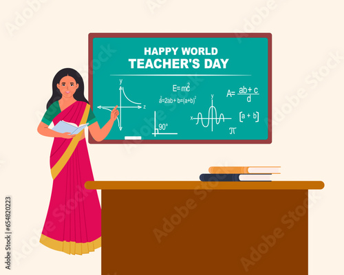 Happy teacher's day with green chalkboard, best teacher ever
