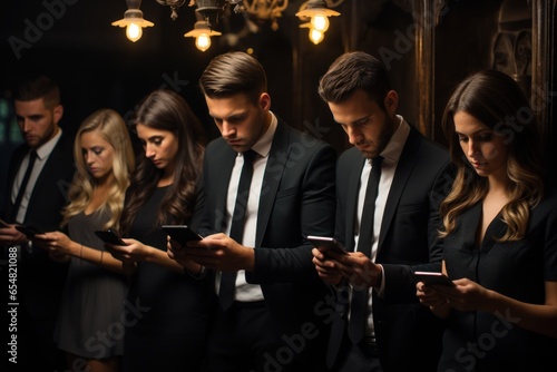 a group of people looking at the phone